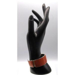 Vintage Coral Cuff Bracelet, Adjustable Made in Philippines, Inlaid Panels